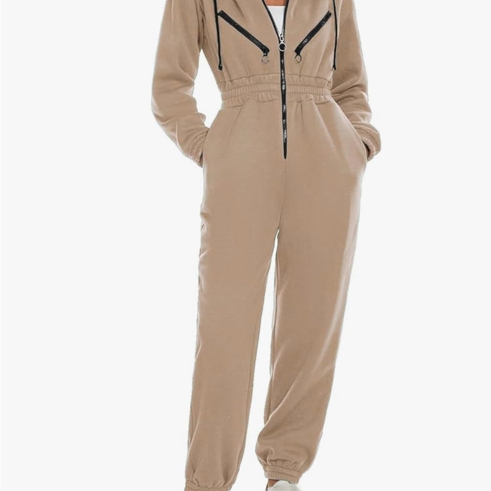 Stylish Jumpsuit One Piece Outfit Zip Up Hoodies Onesie Overalls
